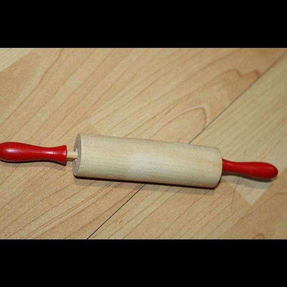Bread Roller Kids Kitchen Rolling Pin Non Stick Mini wooden red Toy Dumpling - Picture 1 of 4